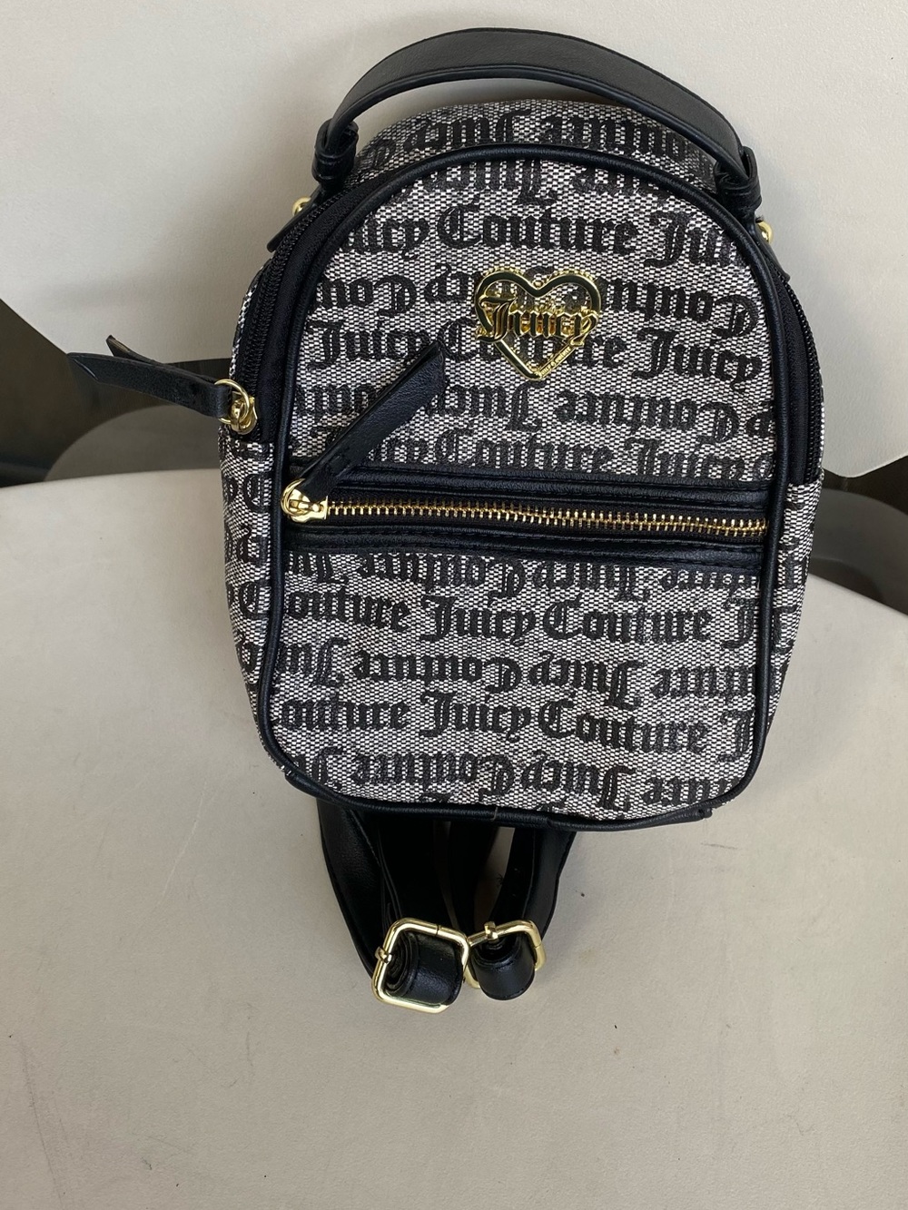 Juicy Couture Black and White Logo Mini Backpack